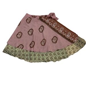 Kariza Silk Blend Indian Art Reversible Sari Wrap Skirt OS Bohemian Fairygrunge